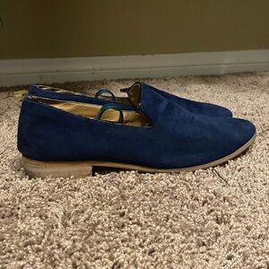 Men’s Navy Suede Loafers EU 42 US 9–9.5 Synthetic Sole Includes Trees